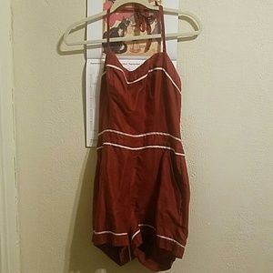 Forever 21 Maroon Romper 50s pinup style
